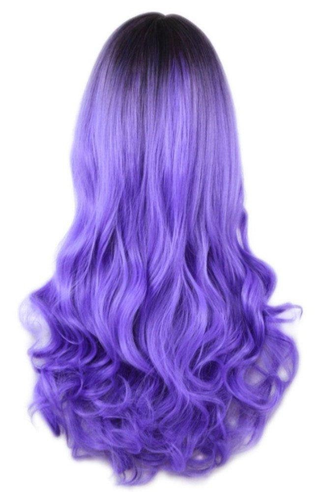 Black to purple ombre | big wave | 26" synthetic | human hair feel | drag queen | trendy custom styled | stage performer wig | ready to ship