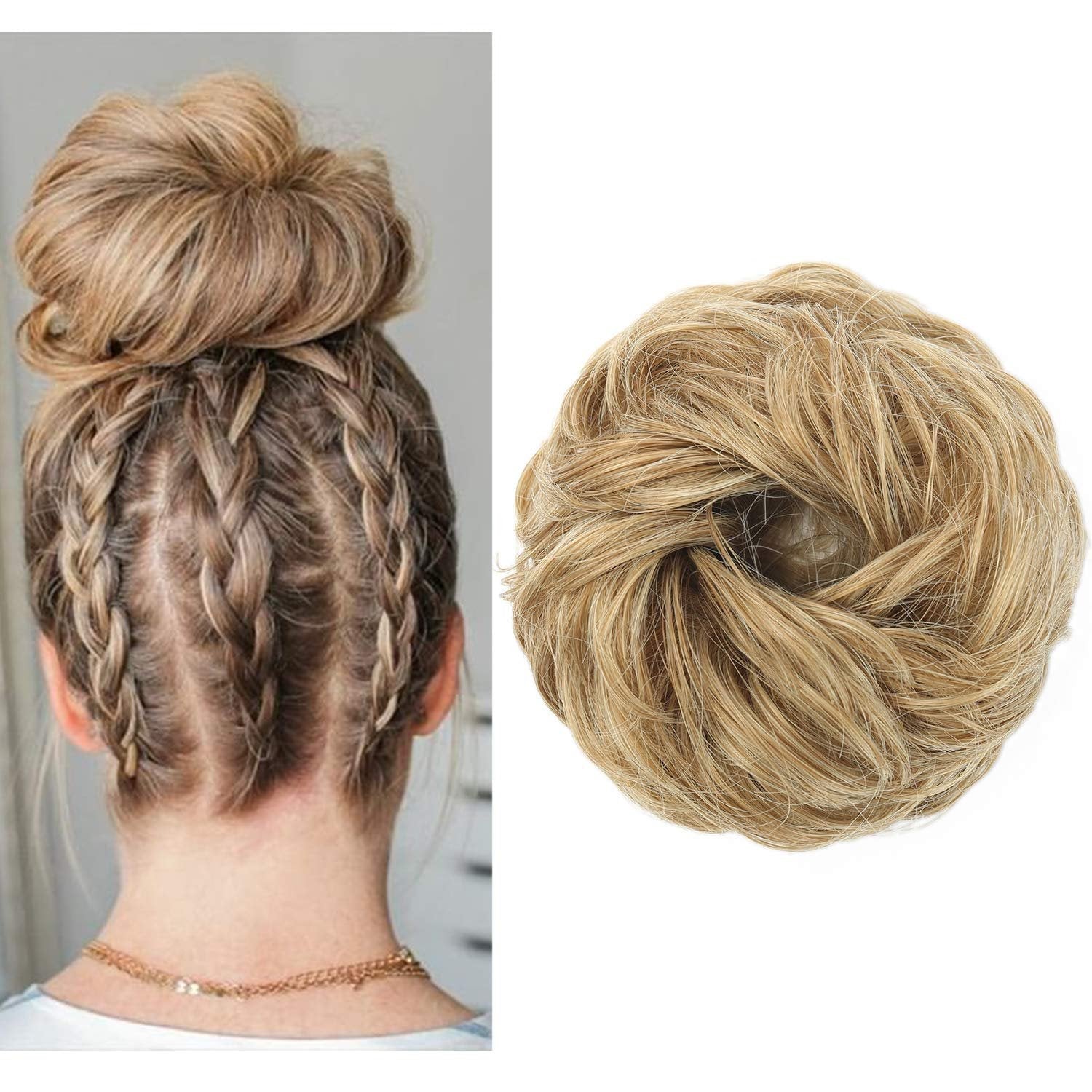 Attractive large thick curly scrunchie messy bun updo clip in hair piece extensions