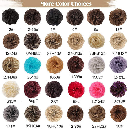 Attractive large thick curly scrunchie messy bun updo clip in hair piece extensions
