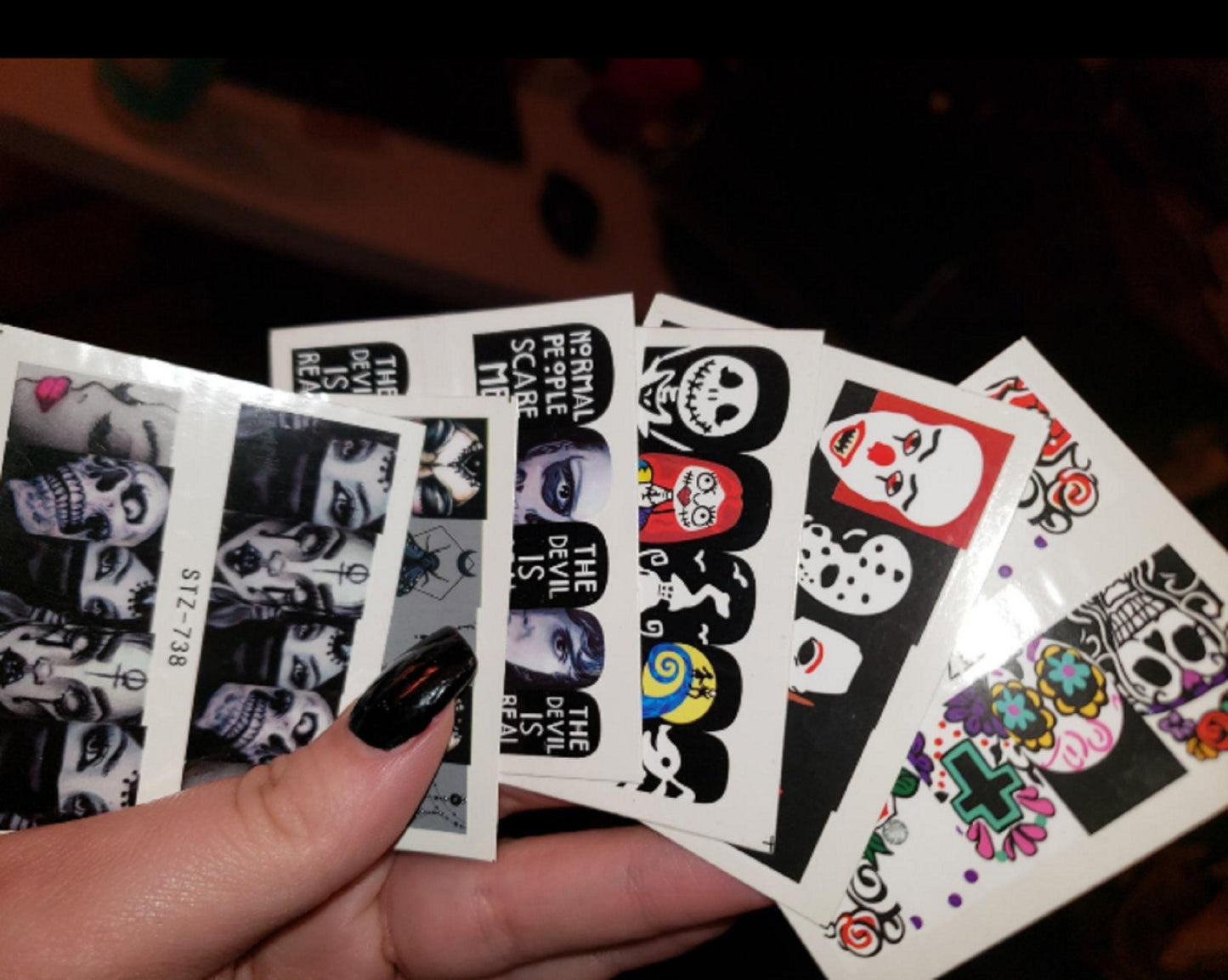 Ghost | skull | penny-wise | it | joker | nightmare | halloween | gothic | day of the dead | 25 sheets | nail art decal | dia de los muertos