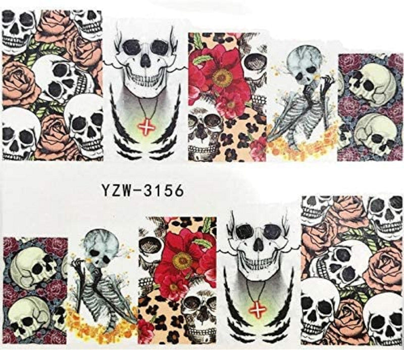 Ghost | skull | water transfer | nail art stickers | halloween | gothic | day of the dead | 20 sheets  nail art decals | dia de los muertos