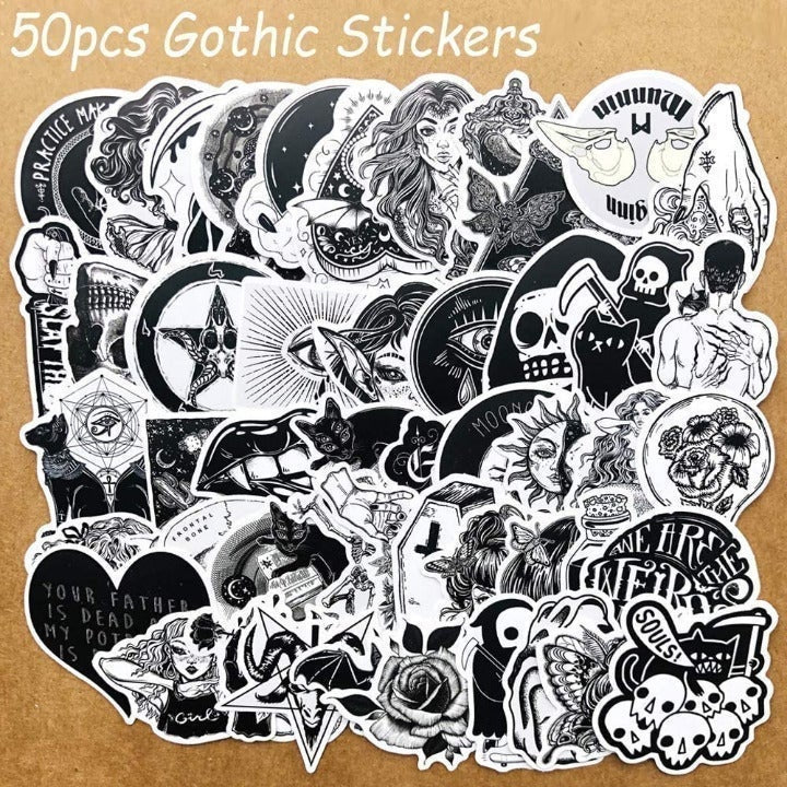 Gothic stickers 50 pieces no repeat removable vinyl diy trendy aesthetic decal stickers