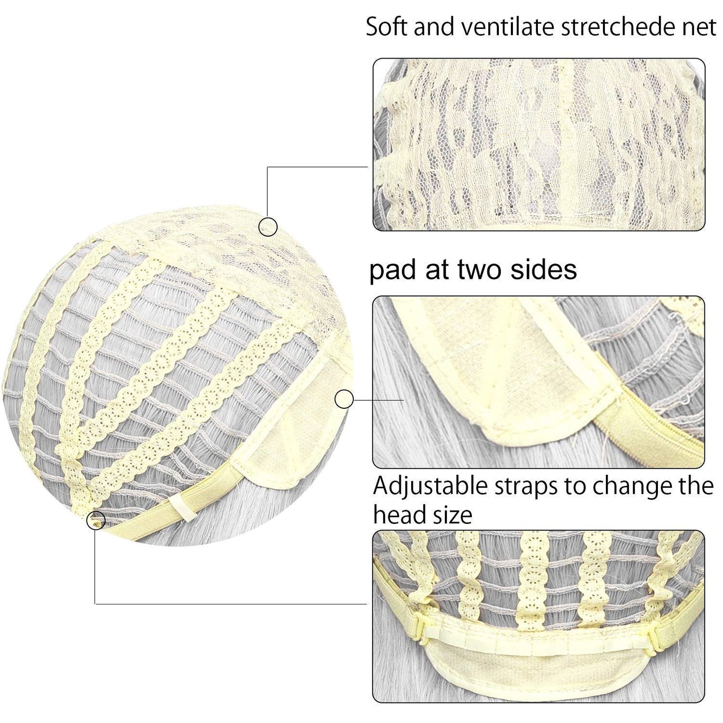 Silver Grey 18” Wavy Wig with Air Bangs | Natural Looking | Premium Heat Resistant Synthetic Fiber | Perfect for Cosplay Party Daily Wear