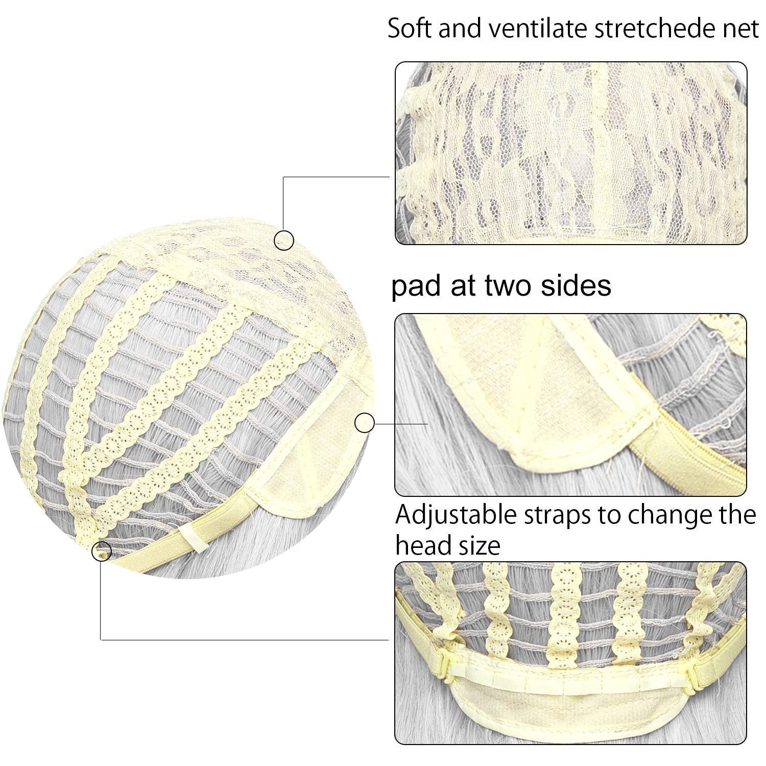 Silver Grey 18” Wavy Wig with Air Bangs | Natural Looking | Premium Heat Resistant Synthetic Fiber | Perfect for Cosplay Party Daily Wear