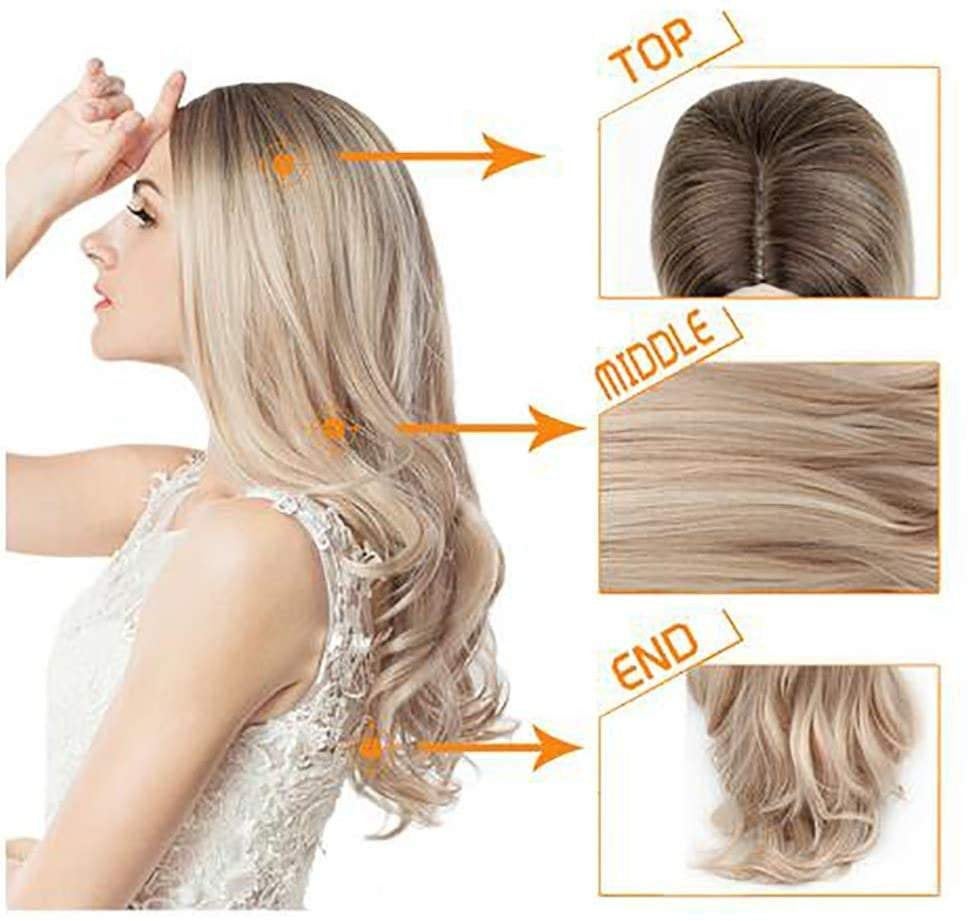 Ombre wavy brown to ash blonde heat resistant full wig