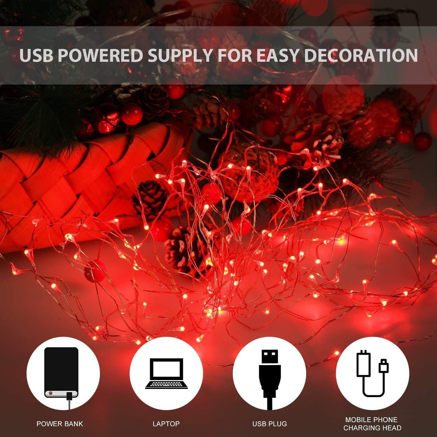 Led fairy string lights copper wire indoor festival christmas wedding party patio decorative window choice of colors