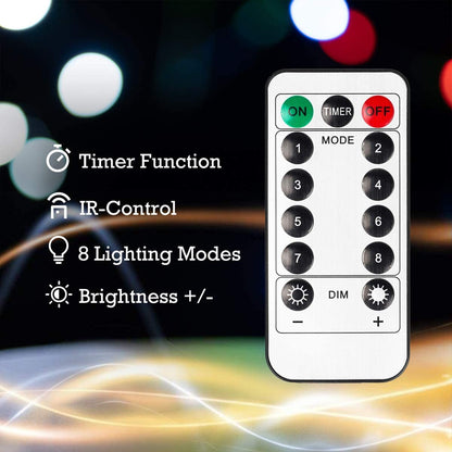 Fairy Lights 2 Pack 66FT 200 LED Lights with 2 Remote Control Timers Waterproof 8 Mode Copper Wire Indoor Outdoor Decoration, Multi Colored