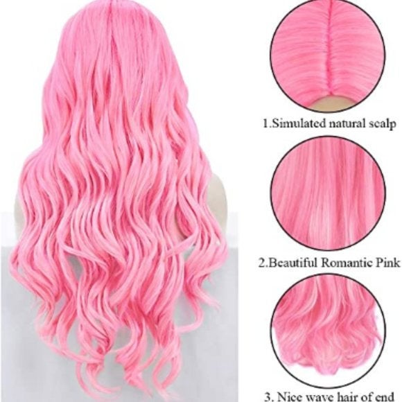 Cotton candy pink | synthetic daily wear 24" wig |top trendy hairstyle | best quality heat resistant fiber | real human hair look and feel