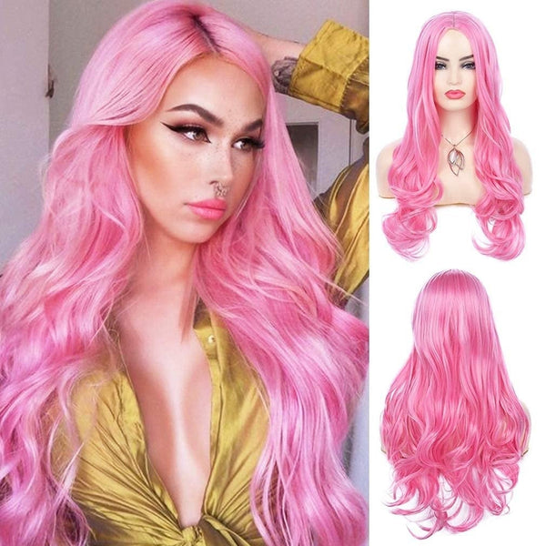 Cotton candy pink | synthetic daily wear 24" wig |top trendy hairstyle | best quality heat resistant fiber | real human hair look and feel