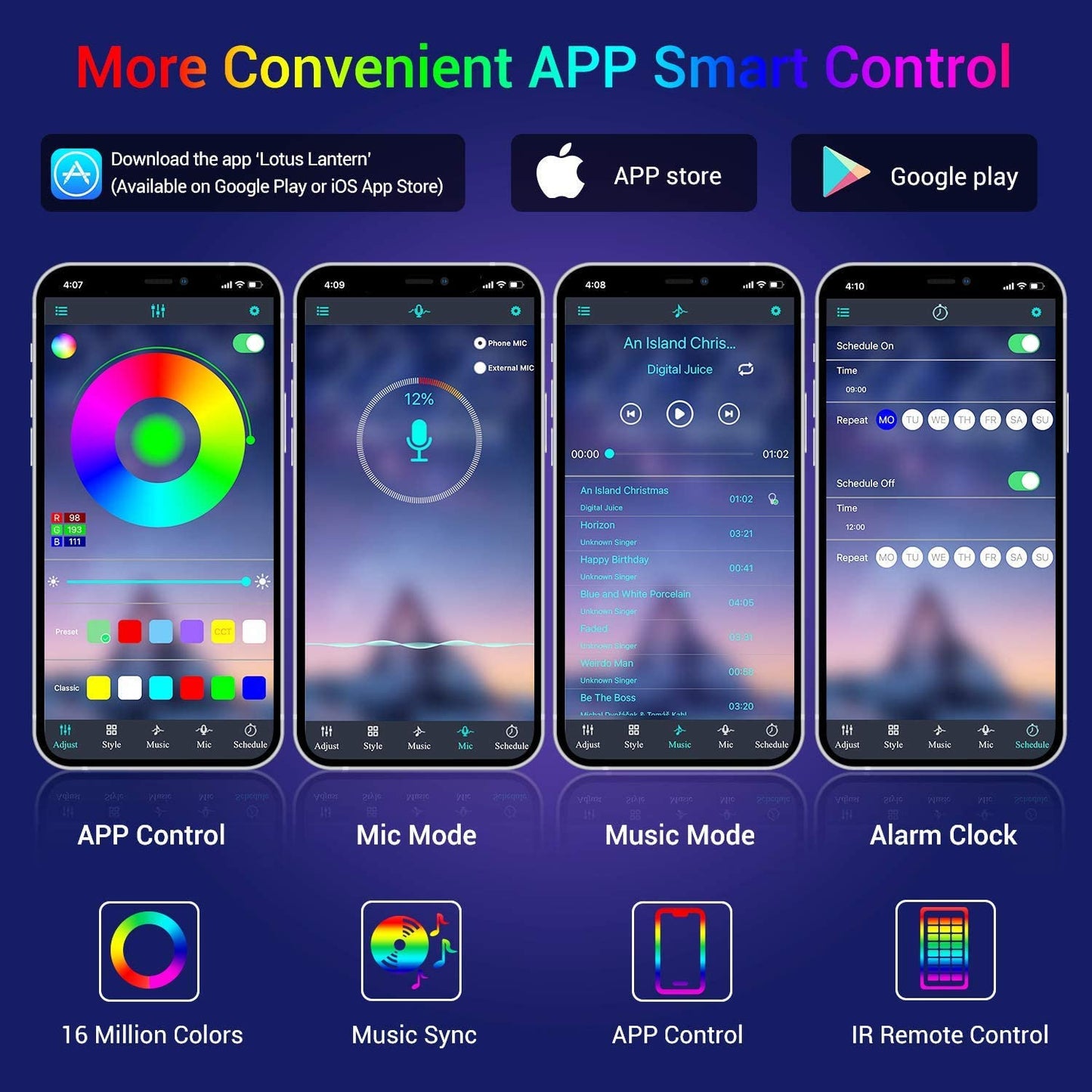 LED 50ft Led Strip Lights with App Control, Remote, Music Sync Color Changing Flexible LED Rope Lights for Bedroom, Party, Home