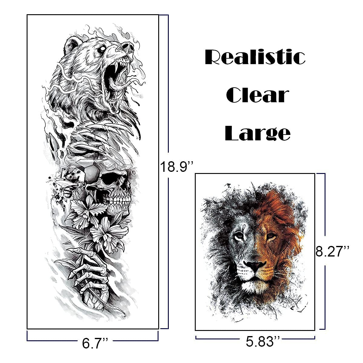 Complete Set of 9 Sheets Waterproof Fake Tattoo Temporary Realistic Waterproof Full Arm Fake Tattoo Flower Can Also Use for DIY Crafting