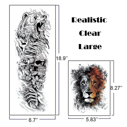 Complete Set of 9 Sheets Waterproof Fake Tattoo Temporary Realistic Waterproof Full Arm Fake Tattoo Flower Can Also Use for DIY Crafting