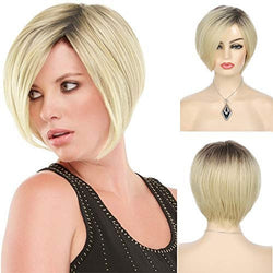 Ombre Black to Golden Blonde Mix Bob Pixie Cut Straight Trending Hairstyle natural looking and soft to touch