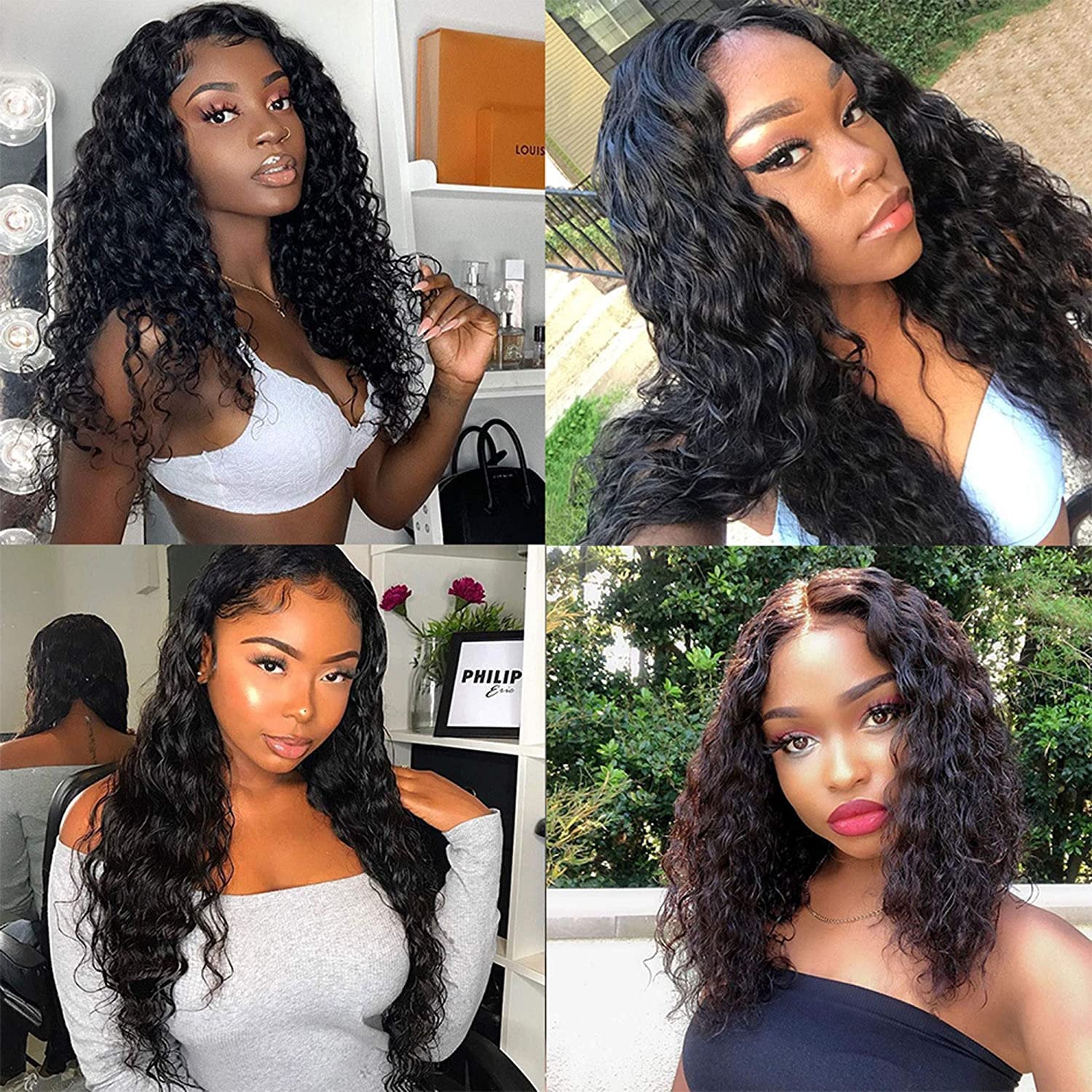 Deep Wave Clip ins Hair Extensions Virgin Human Hair Wavy Unprocessed Clip in Hair Extensions Set of 10 You Choose the Length from 10 - 20"