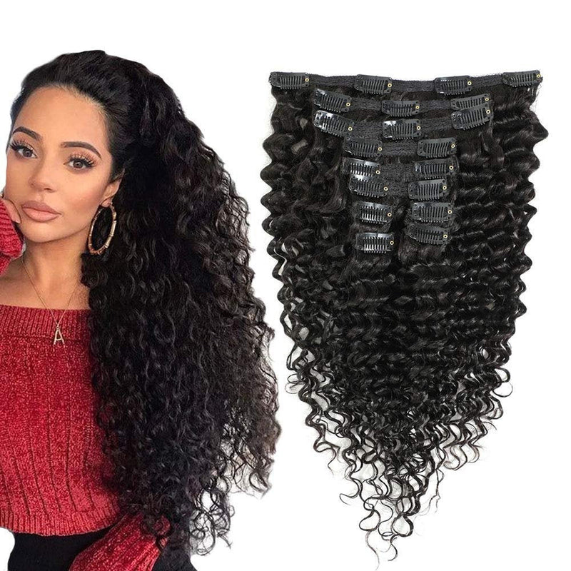Deep Wave Clip ins Hair Extensions Virgin Human Hair Wavy Unprocessed Clip in Hair Extensions Set of 10 You Choose the Length from 10 - 20"