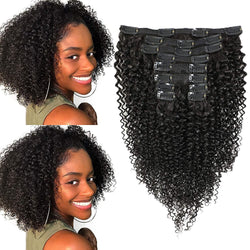 Kinky Curly Clip in Hair Extensions Virgin Human Hair Wavy Unprocessed Clip in Hair Extensions Set of 10 You Choose the Length from 10 - 20"