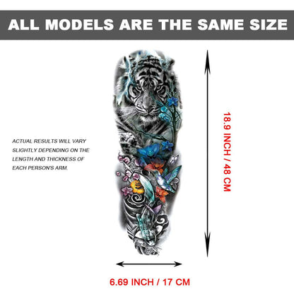 6 Full Arm 6 x 18" Sheets Waterproof Fake Tattoo Temporary Realistic Waterproof Full Arm Fake Tattoo Totems Can Also Use for DIY Crafting