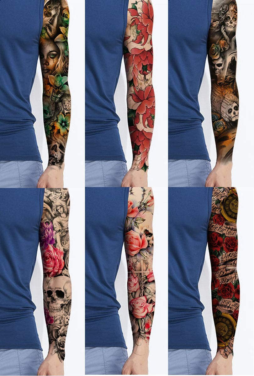 Full Arm Temporary Tattoo Sleeve Large Vine Peony Flower Rose Skull Skeleton Leg Makeup Floral Blossom Tribal Lotus Realistic Waterproof