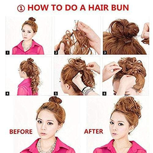 Messy bun juva bun hair scrunchie fluffy curly tousled updo diy wrap around ponytail hairpiece 32inch wavy donut chignons
