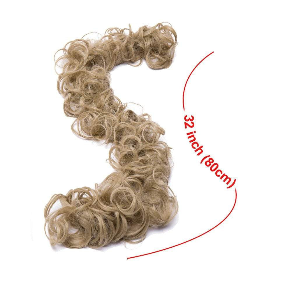 Messy bun juva bun hair scrunchie fluffy curly tousled updo diy wrap around ponytail hairpiece 32inch wavy donut chignons