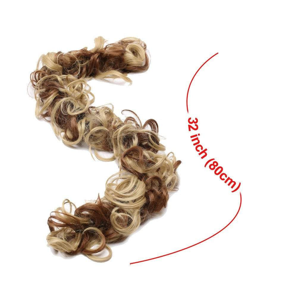 Messy bun juva bun hair scrunchie fluffy curly tousled updo diy wrap around ponytail hairpiece 32inch wavy donut chignons