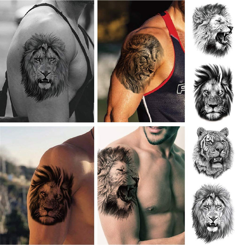 Large Tiger Lion Temporary Tattoo Fake Body Arm Shoulder Chest Stickers Large Fake Body Arm Chest Shoulder Tattoos 12 Designs to Choose From