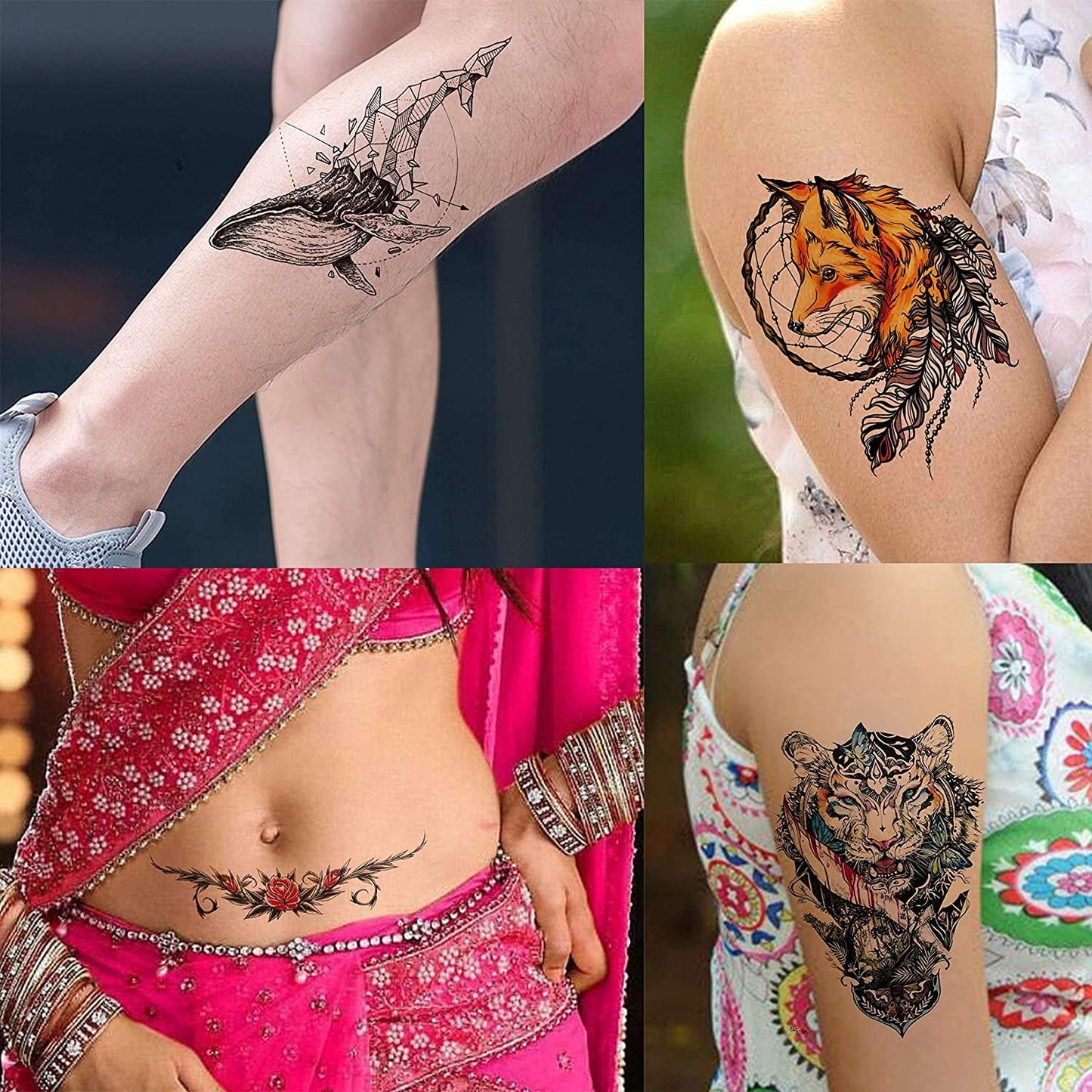 Collection of Armband Tiger Skull Temporary Tattoos Watercolor Star Planet Butterfly Flowers Fake Arm Face Hand Finger Neck Tattoo Stickers