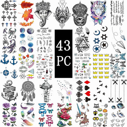 Collection of Armband Tiger Skull Temporary Tattoos Watercolor Star Planet Butterfly Flowers Fake Arm Face Hand Finger Neck Tattoo Stickers