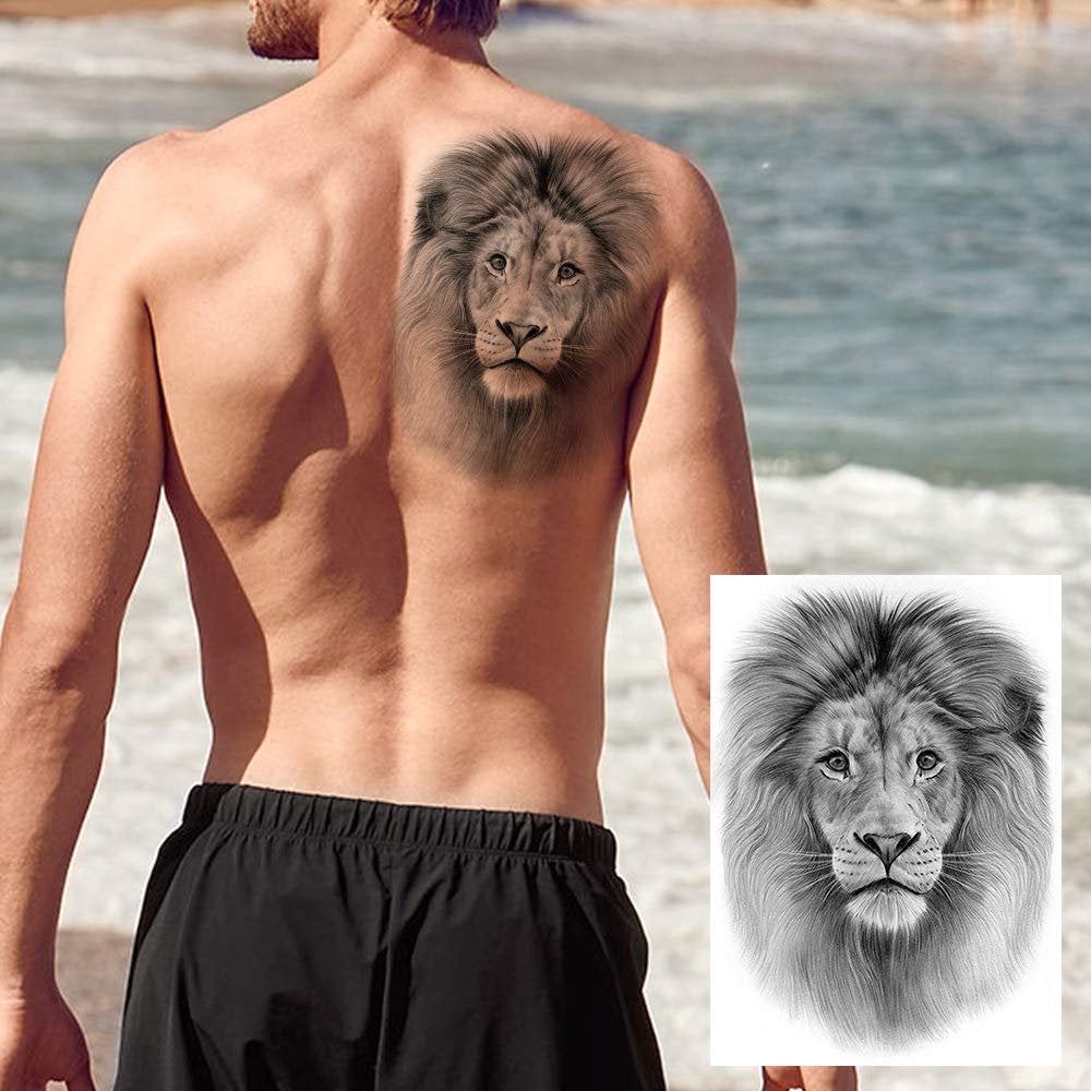 Large Tiger Lion Temporary Tattoo Fake Body Arm Shoulder Chest Stickers Large Fake Body Arm Chest Shoulder Tattoos 6 Designs to Choose From