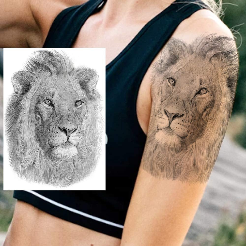 Large Tiger Lion Temporary Tattoo Fake Body Arm Shoulder Chest Stickers Large Fake Body Arm Chest Shoulder Tattoos 6 Designs to Choose From