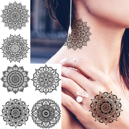 Yoga Mandala Temporary Tattoo - Realistic Fake Tattoos Body Art With No Pain - Yoga Gift - 12 Sheets with 24 Stunning Designs Size 7.4"x3.5"