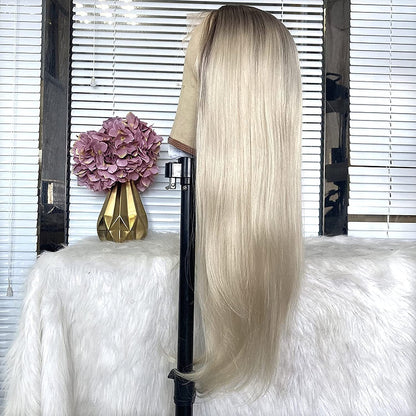 Gorgeous Ombre Blonde Synthetic Lace Front Heat Resistant Glueless Straight Synthetic Wig Pre Plucked with Baby Hair 22inch Lace Front Wig
