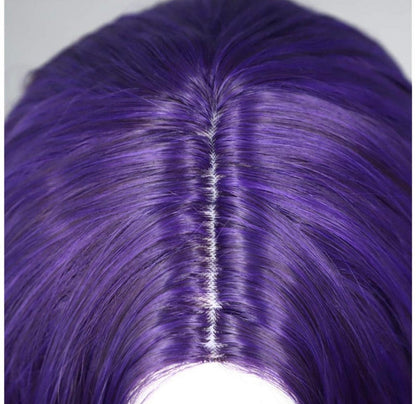 Dark Violet Purple Ombre Middle Parting Long Natural Curly Human Hair Look and Feel Heat Friendly Non Shedding Top Quality Synthetic Wig