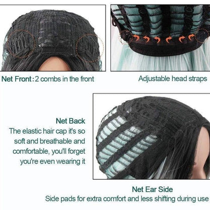 Chocolate chip mint green middle part ombre wig 26" | trendy wig | synthetic top quality heat resistant fiber | human hair look and feel