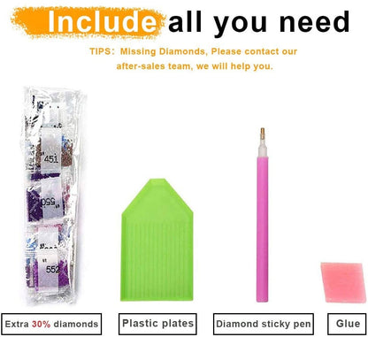 Set of 2 5D DIY Diamond Painting by Number Kit Full Round Drill Crystal Embroidery Kit for Home Wall Decor Horse 12x14 inches