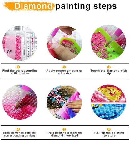 Set of 2 5D DIY Diamond Painting by Number Kit Full Round Drill Crystal Embroidery Kit for Home Wall Decor Horse 12x14 inches