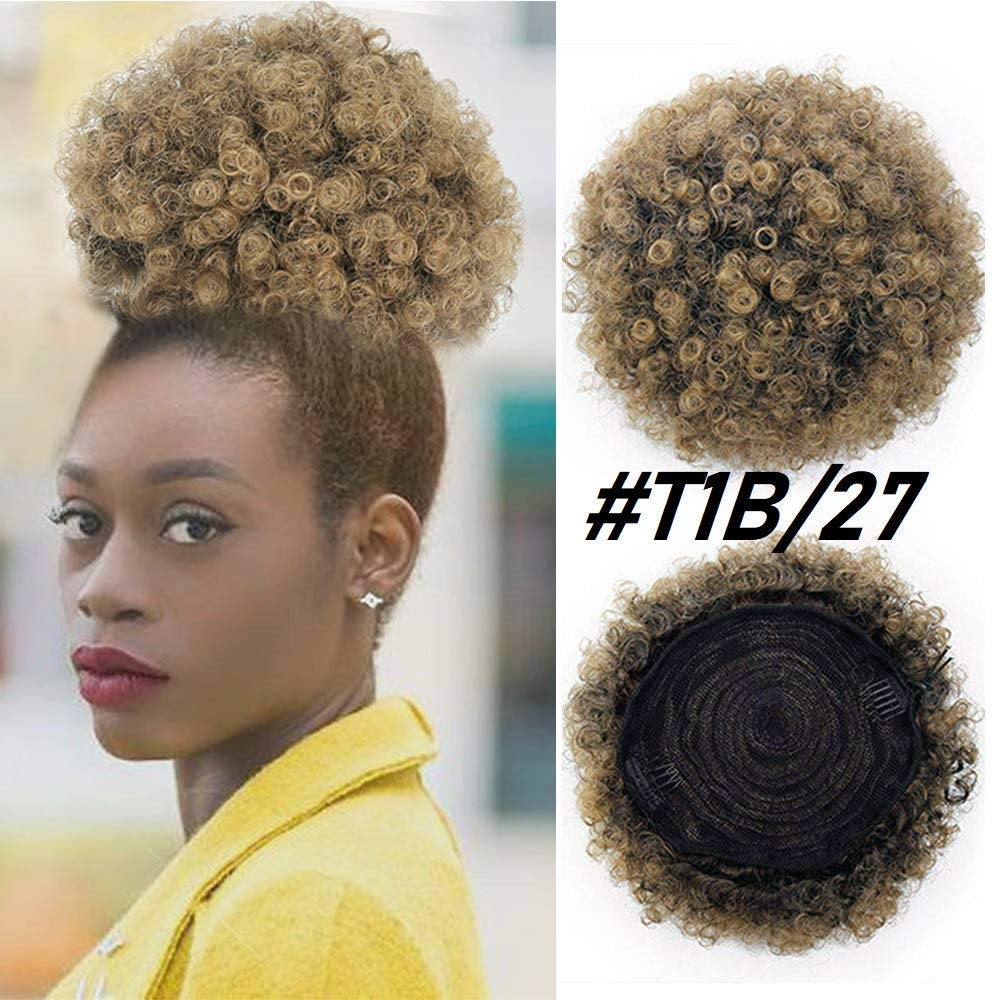 Thick FAUX Human Hair | Synthetic Drawstring Ponytail Puff | Curly Hair Synthetic Updo | Large Donut Chignons | Trendy Cat Ear Buns Style