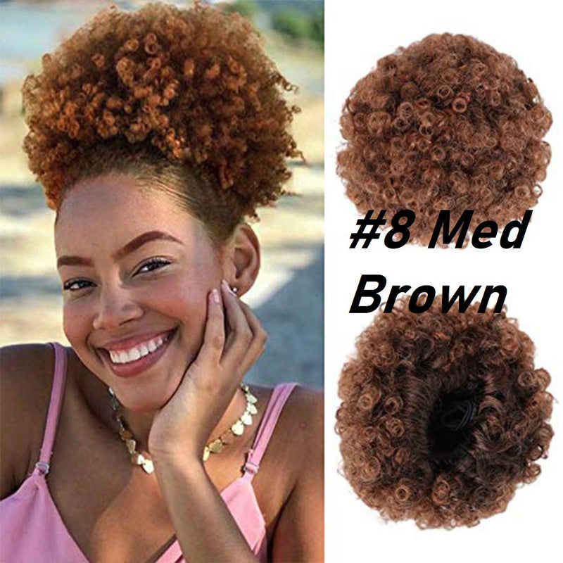 Thick FAUX Human Hair | Synthetic Drawstring Ponytail Puff | Curly Hair Synthetic Updo | Large Donut Chignons | Trendy Cat Ear Buns Style