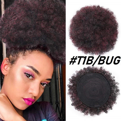 Thick FAUX Human Hair | Synthetic Drawstring Ponytail Puff | Curly Hair Synthetic Updo | Large Donut Chignons | Trendy Cat Ear Buns Style