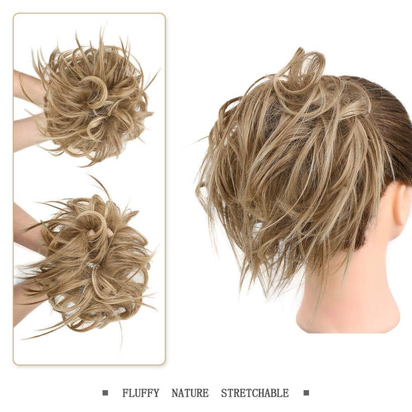 Tousled updo bun | color #12h24 | light brown mix natural blonde | fashion trending | super fluffy and natural looking