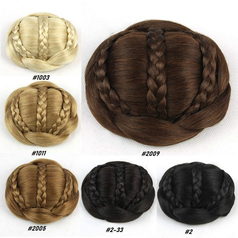 French girl style | thick faux human hair | braided hair bun |  color choice of 6 | fashion trending | super fluffy | get 2 for cat ear buns