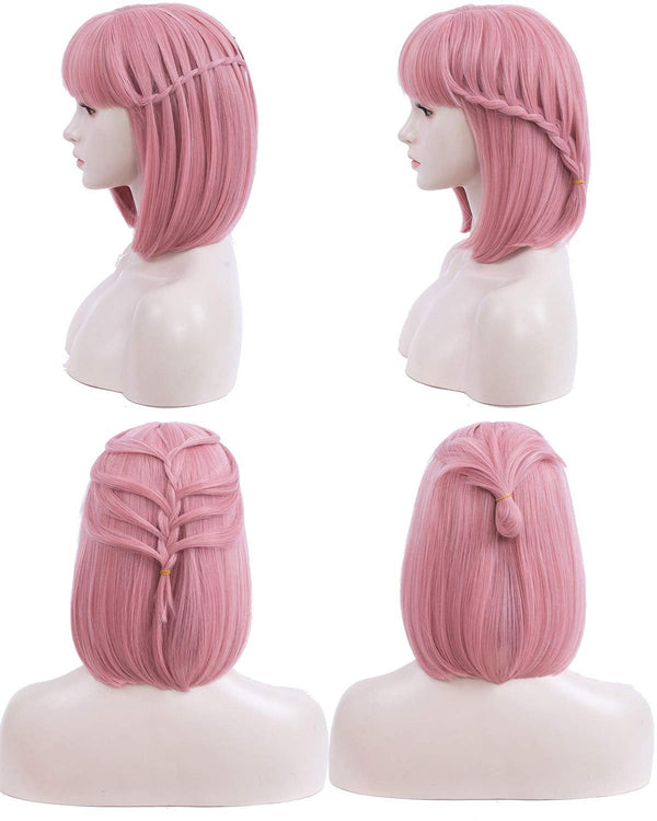Pink premium durable 12" wig | use for cosplay party daily wear | top quality natural looking heat resistant synthetic fiber | easter party