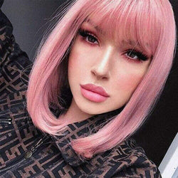 Pink premium durable 12" wig | use for cosplay party daily wear | top quality natural looking heat resistant synthetic fiber | easter party