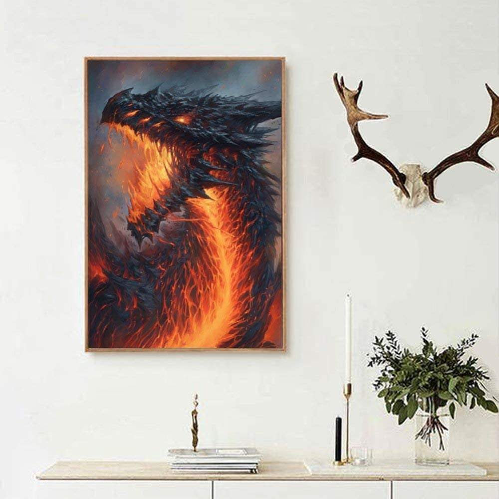 Dragon fire 5d diamond painting full drill embroidery vivid rhinestone canvas painting cross stitch diy craft art kits home decor 12x16"