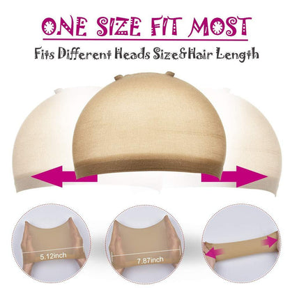 Deluxe open end net wig cap liners for synthetic, lace, or human hair wigs 2 pack