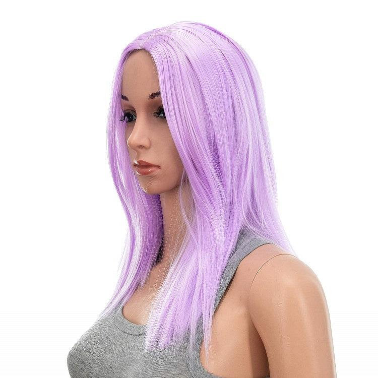 Light lilac purple straight heat resistant 14" | trendy wigs | synthetic top quality heat resistant fiber | human hair feel