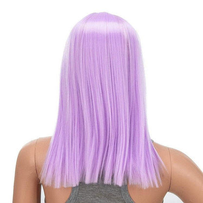 Light lilac purple straight heat resistant 14" | trendy wigs | synthetic top quality heat resistant fiber | human hair feel