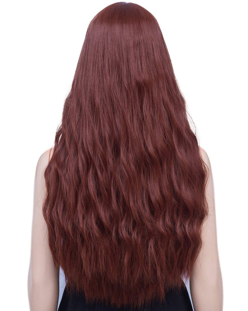 Sale item - on clearance final sale | auburn wig 28” wavy wig with bangs natural looking premium heat resistant synthetic