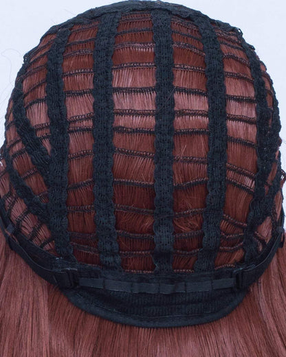 Sale item - on clearance final sale | auburn wig 28” wavy wig with bangs natural looking premium heat resistant synthetic