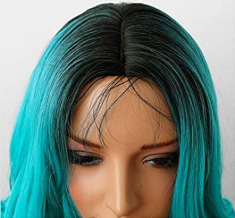 Blue ombre body wave hand dyed synthetic 24" head turner i  | trendy wigs | synthetic top quality heat resistant fiber | human hair feel